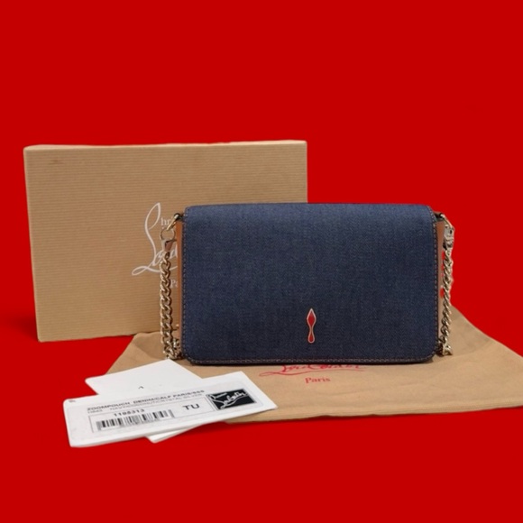 🔥 Christian Louboutin Zoompouch Sea Sex And Sun Denim Crossbody Bag - Picture 8 of 15